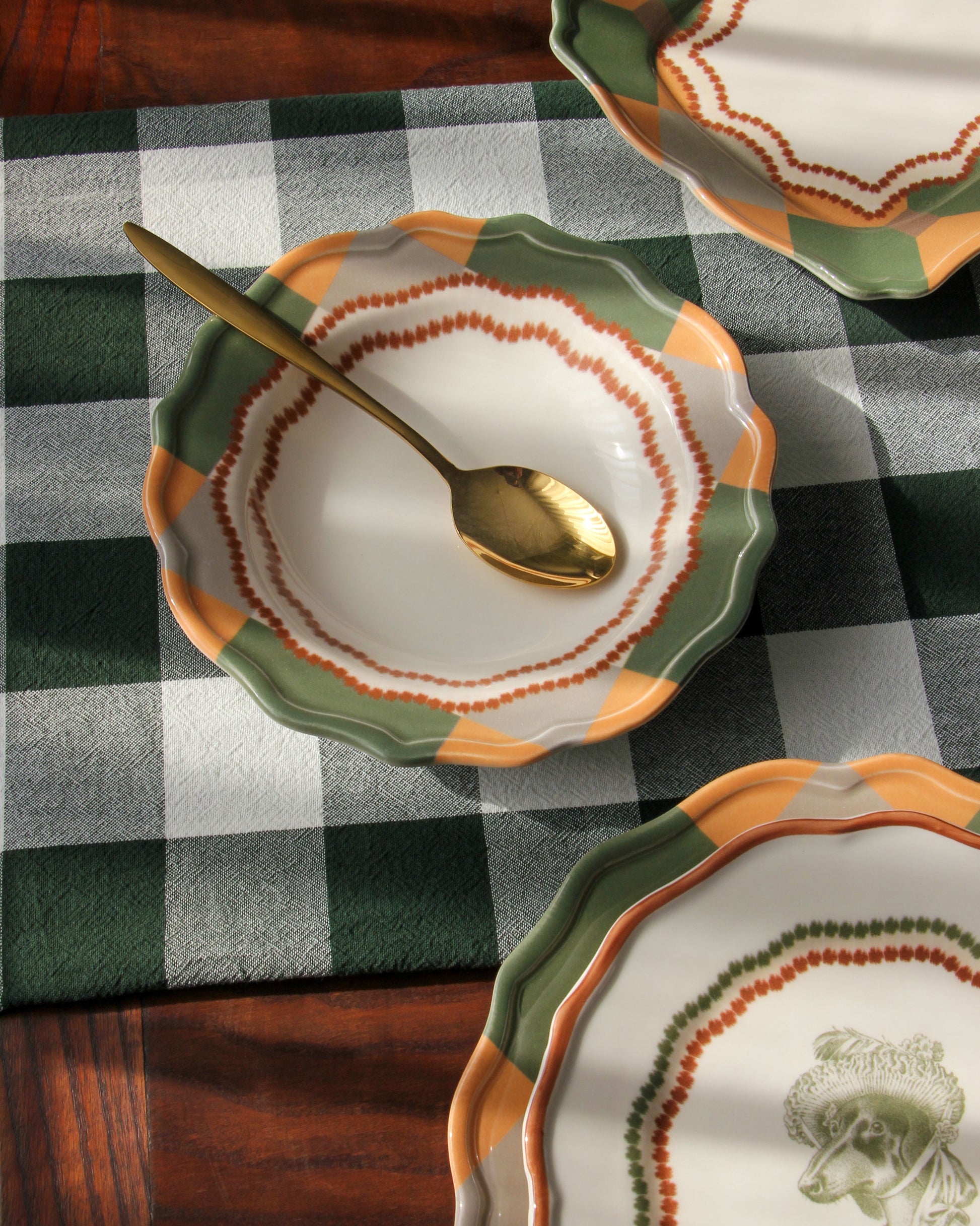 autumn green and brown soup plate golega portuguese picnic
