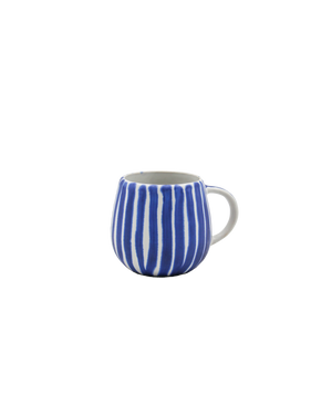 Blue and white striped mug on a white background Blue and white striped mug on a white background