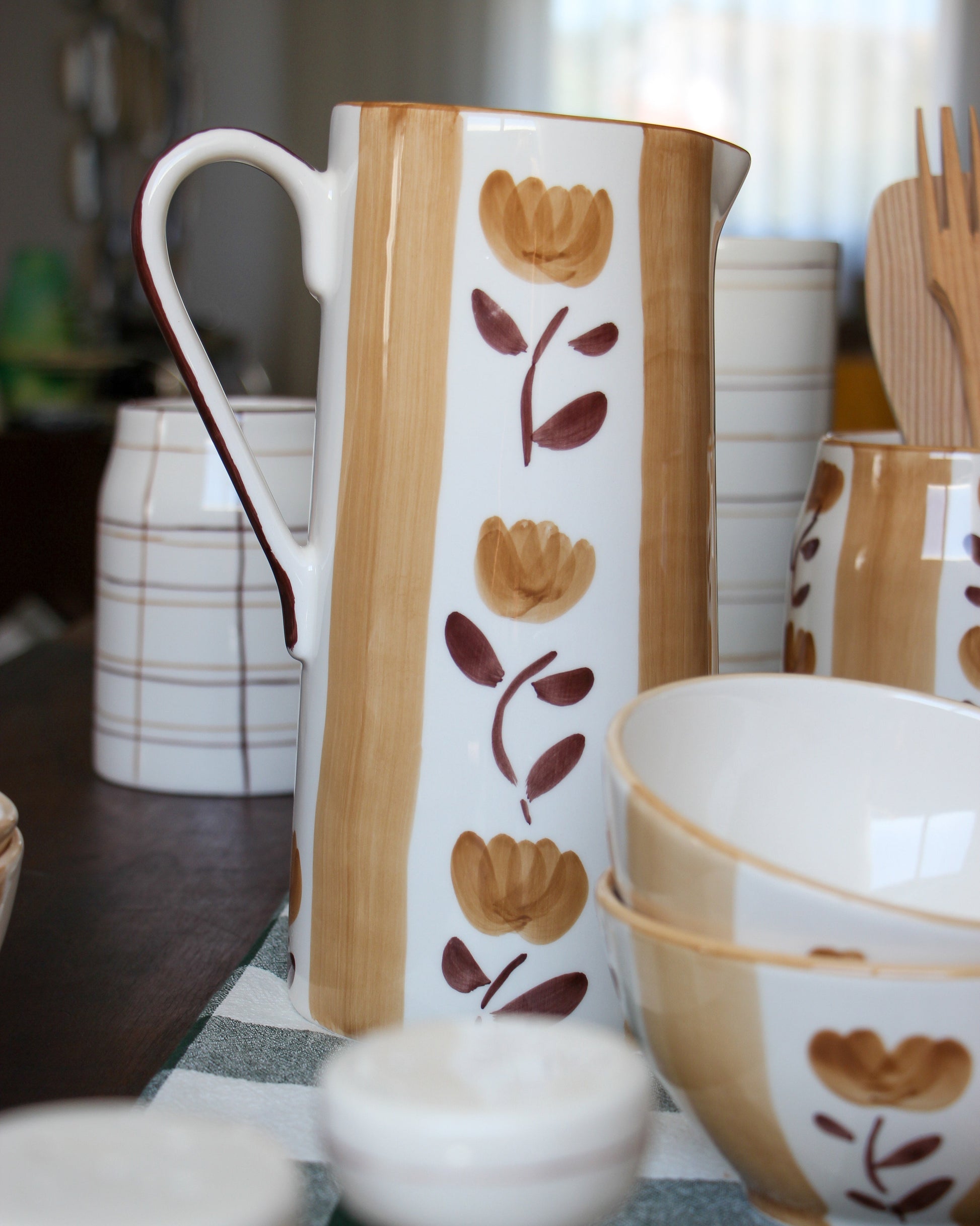 ceramic hand painted pitcher autumn dolce latte