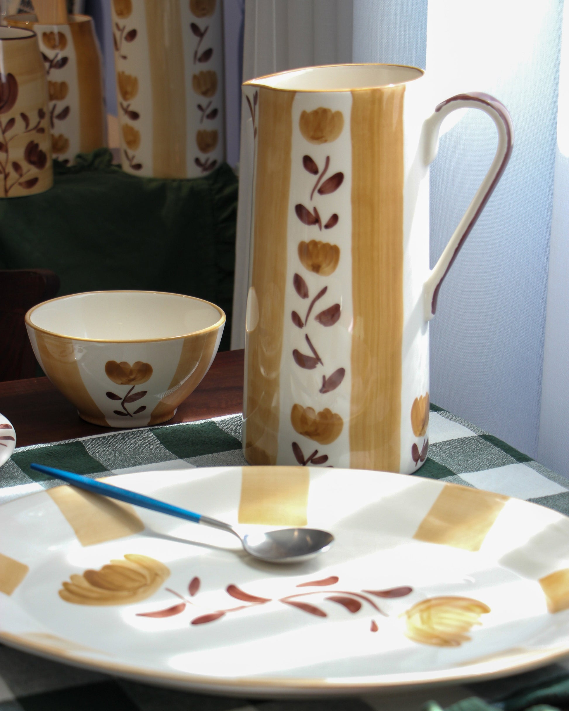 hand painted jug autumn dolce latte