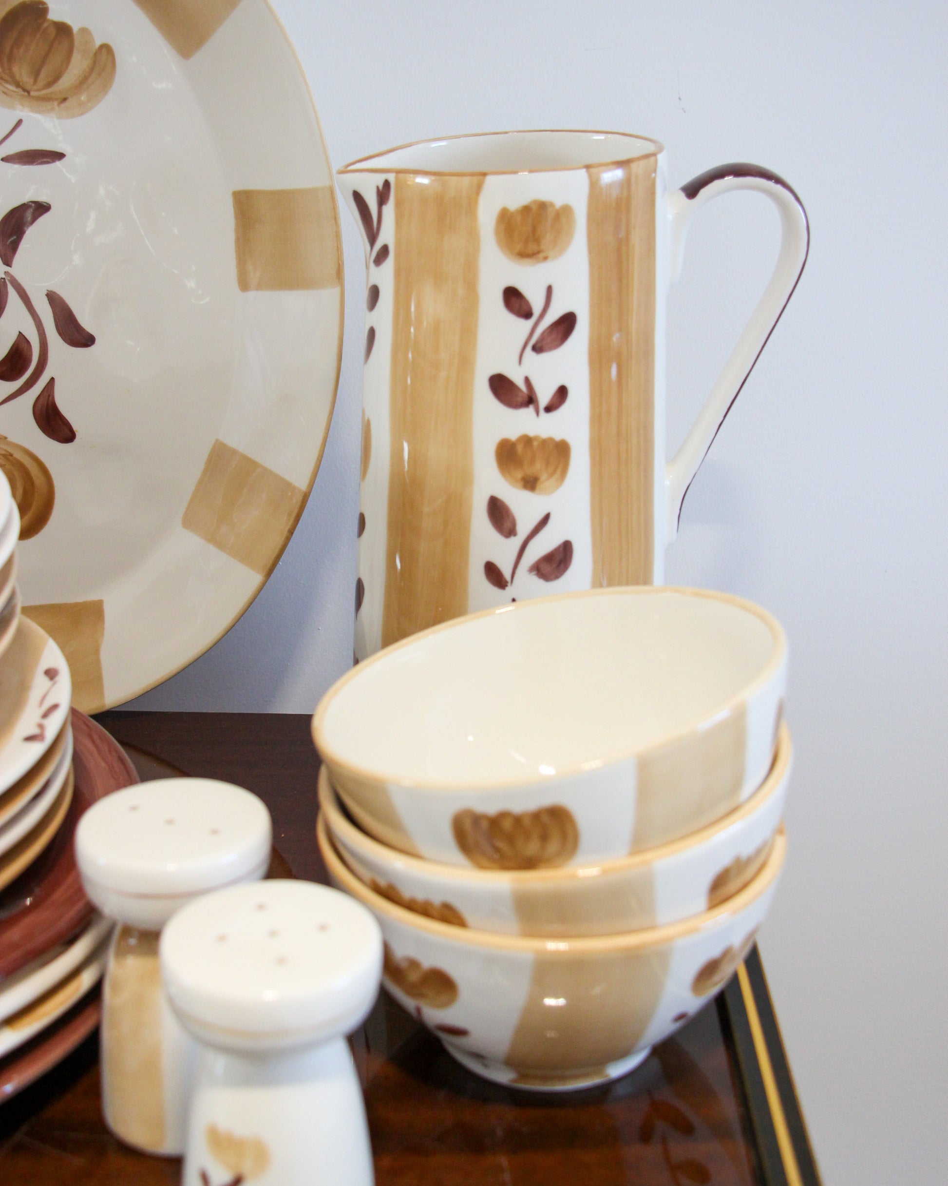hand painted pitcher autumn dolce latte