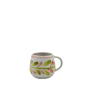 Ceramic mug with floral pattern on a white background Ceramic mug with floral pattern on a white background