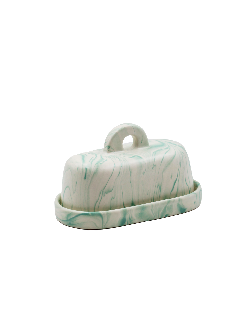 Butter Dish Marble Green