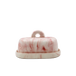 Butter Dish Marble Pink HAND PAINTED ceramic