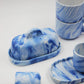 Butter dish Marble Blue hand painted