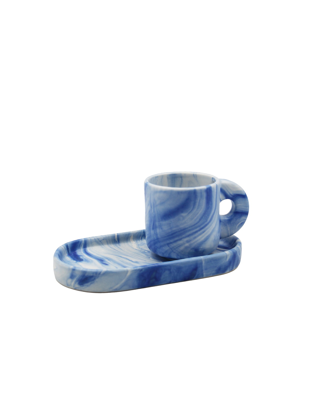 Kaffeeservice Marmor Blau – Pó de Barro