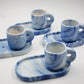 Coffee set Marble Blue set of 4