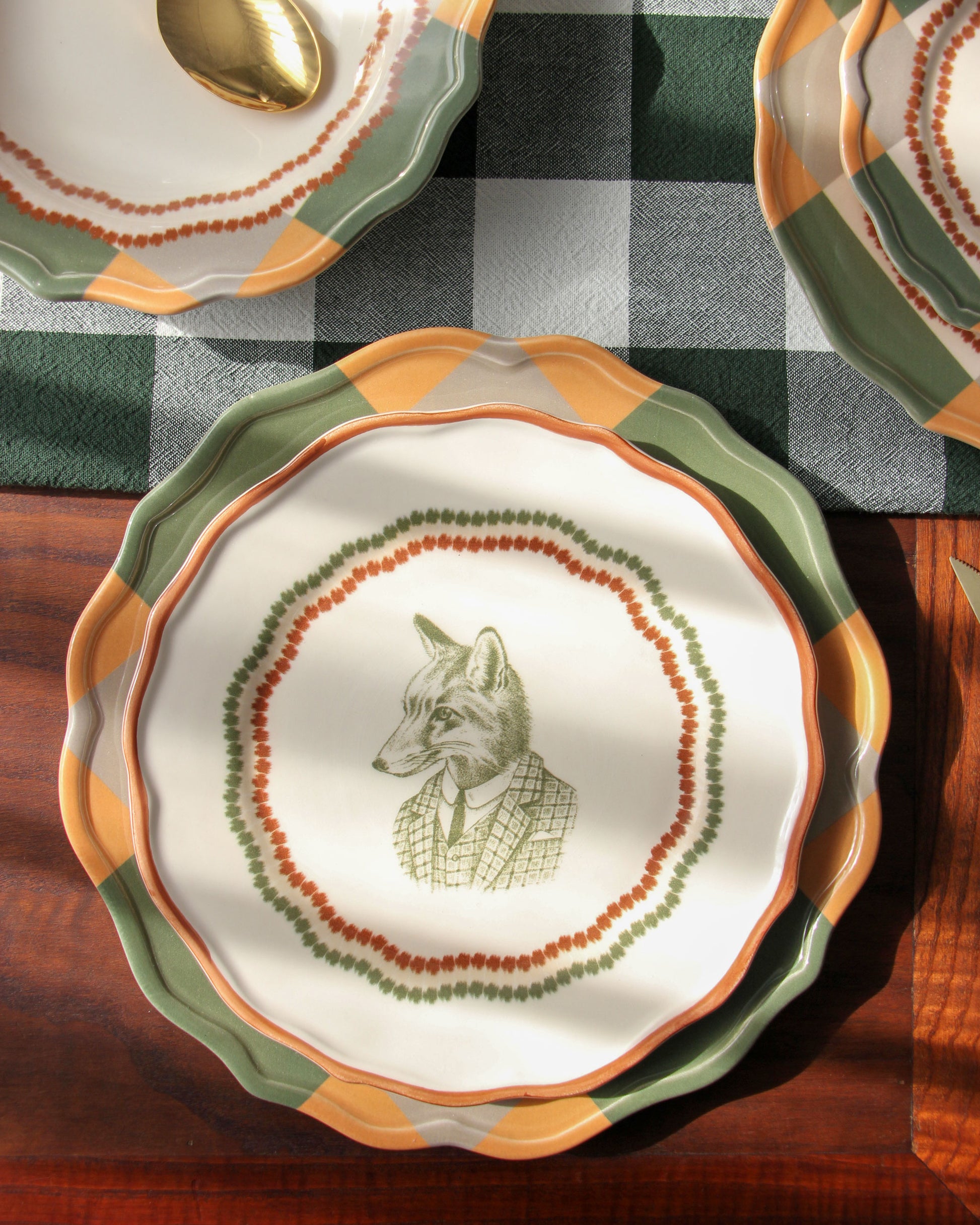 Dessert Plate Lord Foxworthy evora dinner plate green and brown