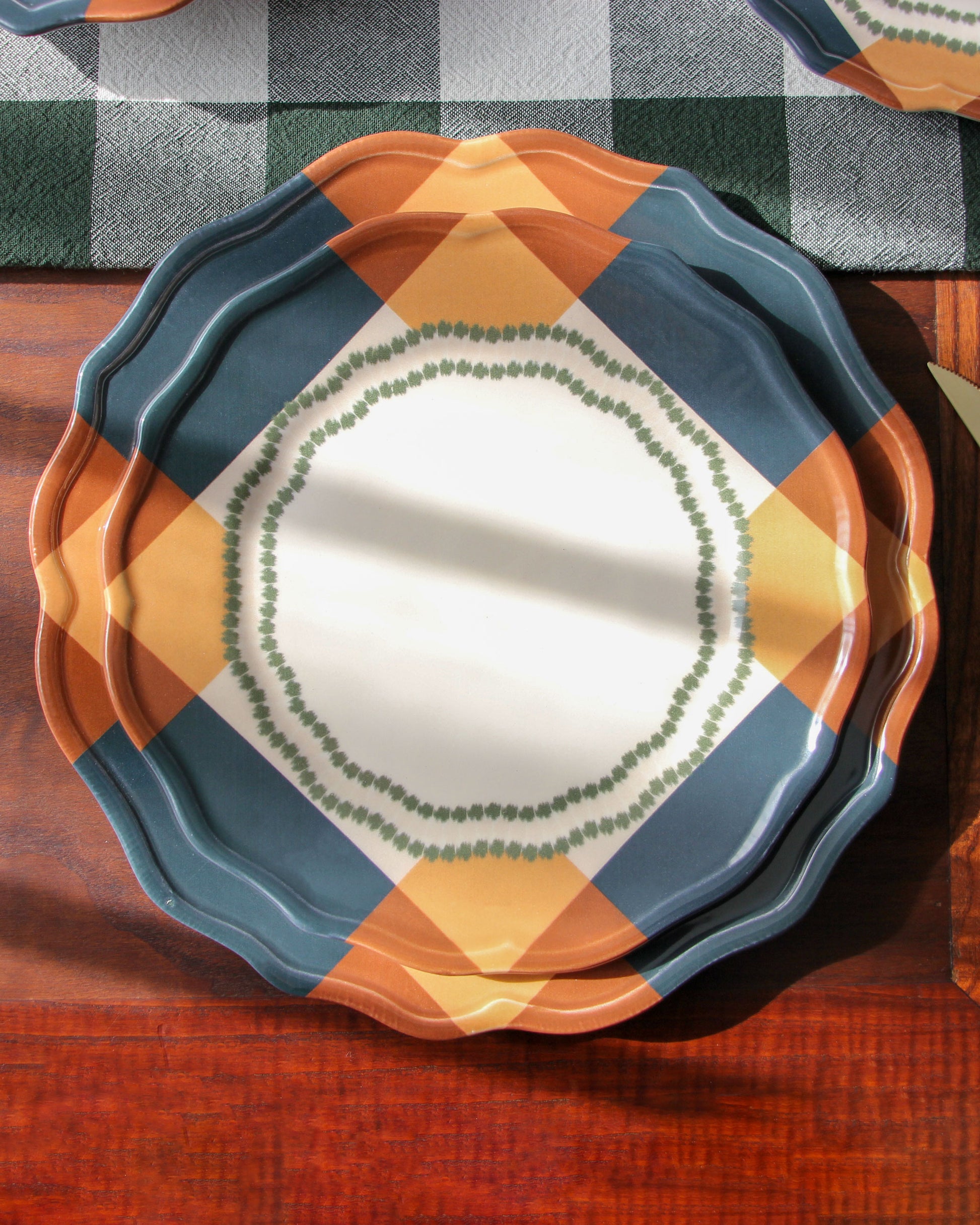 Dessert Plate Portuguese Picnic evora blue and brown autumn