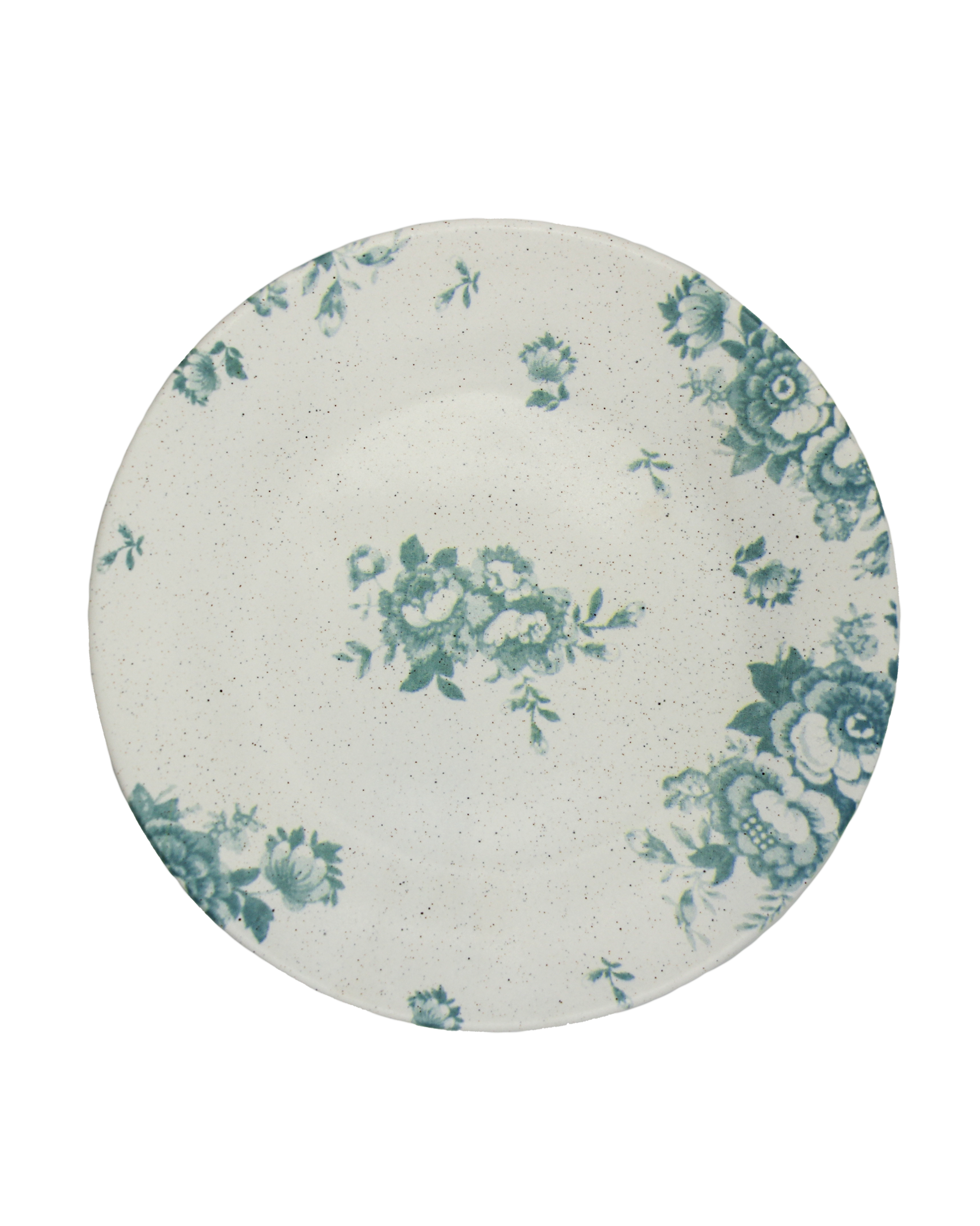 Dessert Plate Vintage Flowers Green