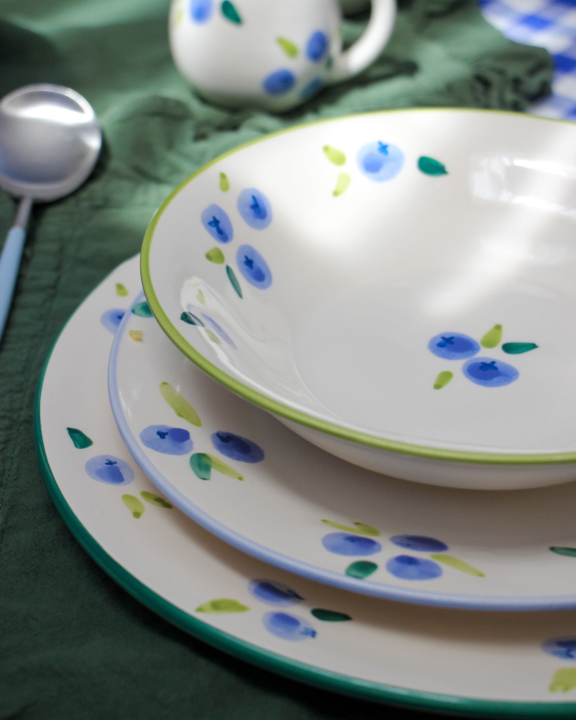 Dolce Berry Ceramic dinnerware set hand painted blueberry magic