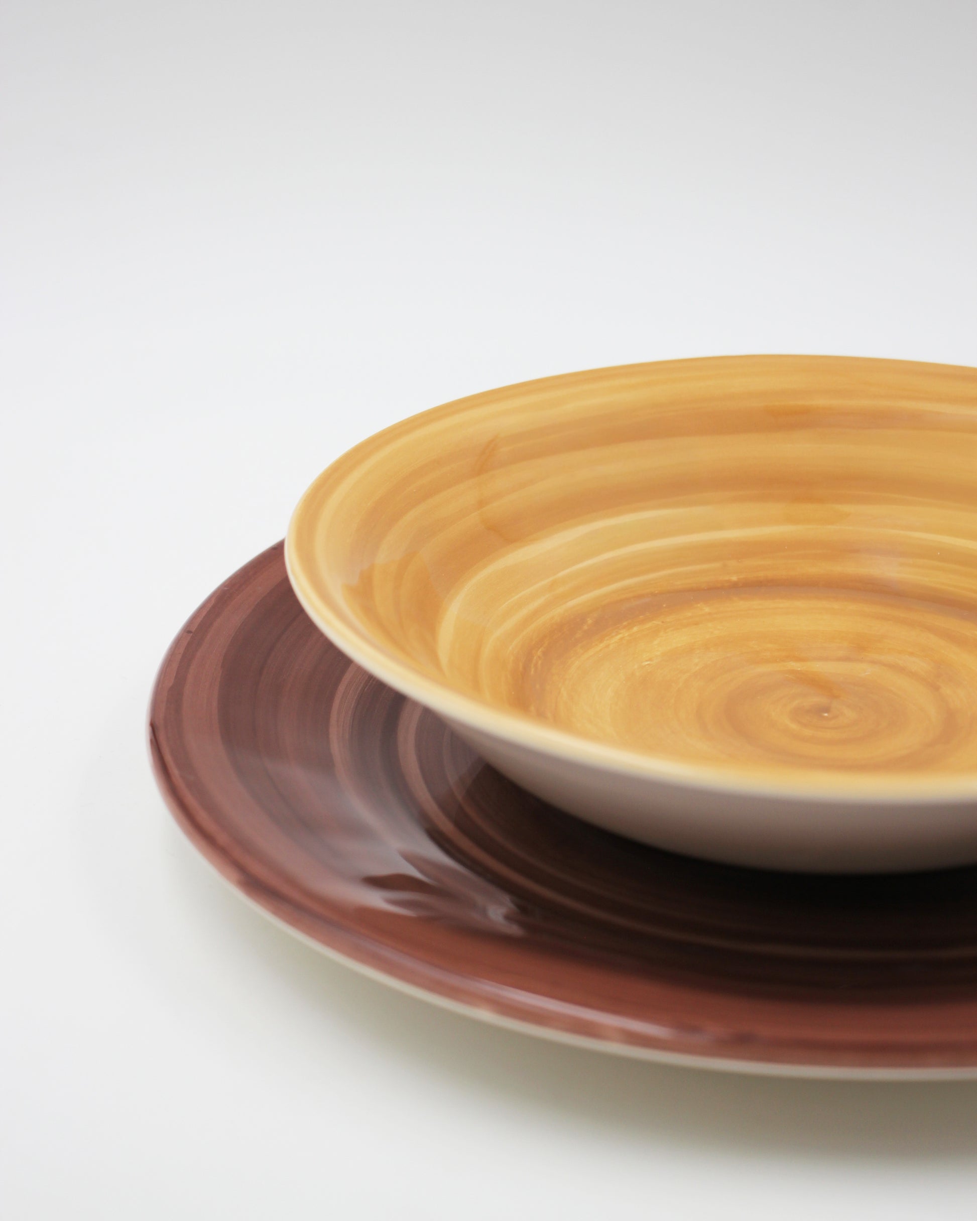 Dolce Latte Caramel Ceramic Soup Plate hand painted