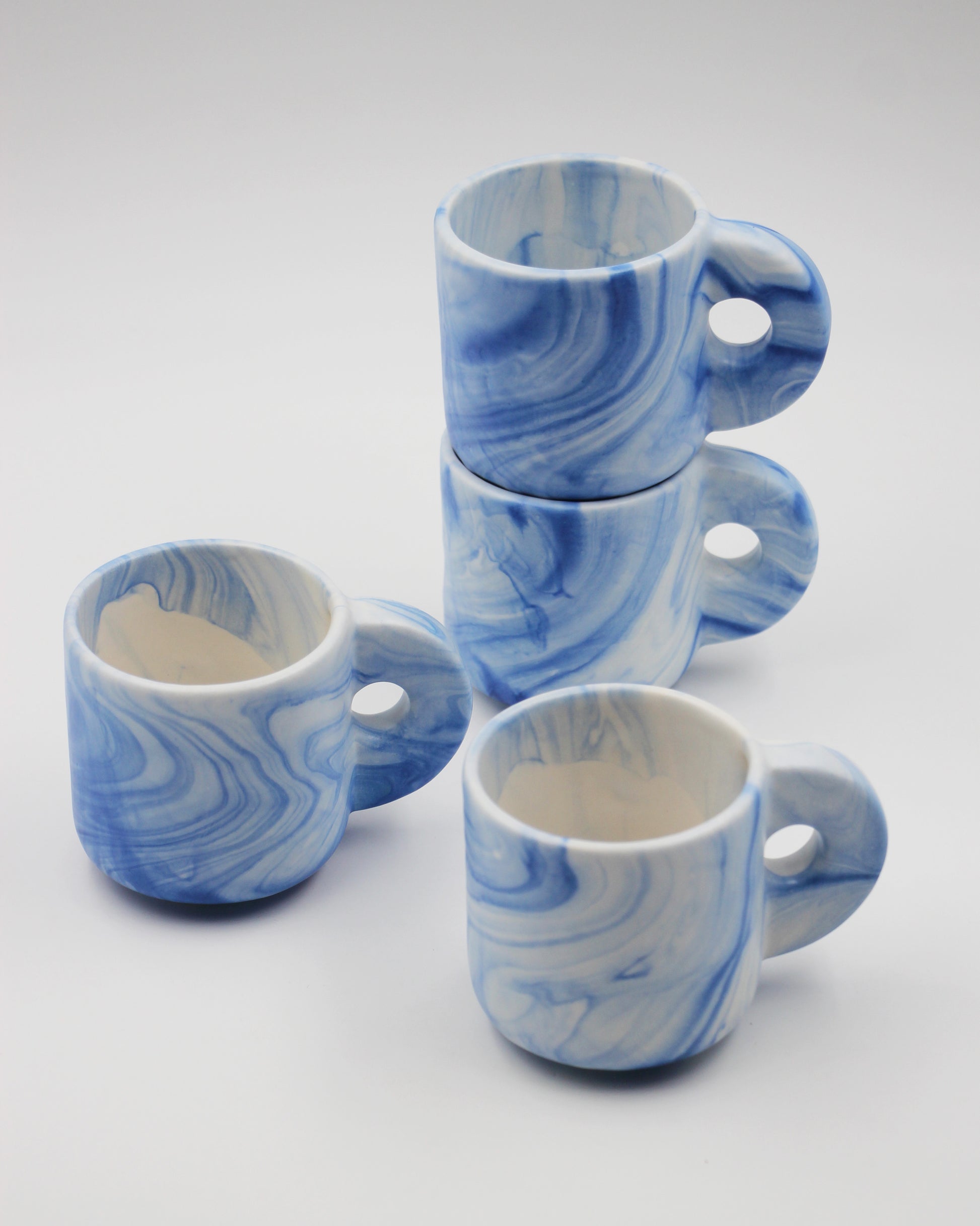 Double espresso Mug Marble Blue set of 4