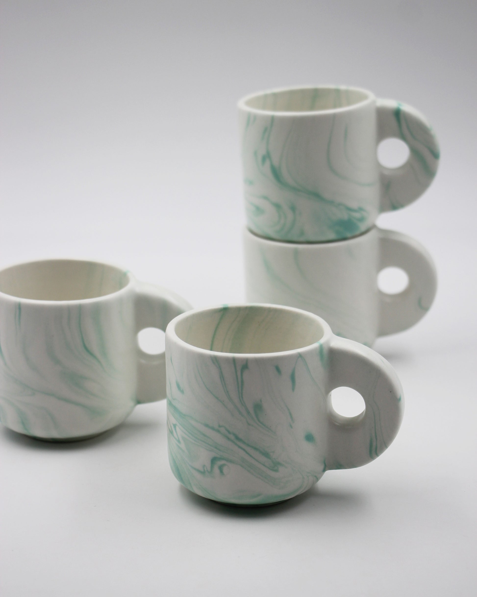 Double espresso Mug Marble Green set of 4