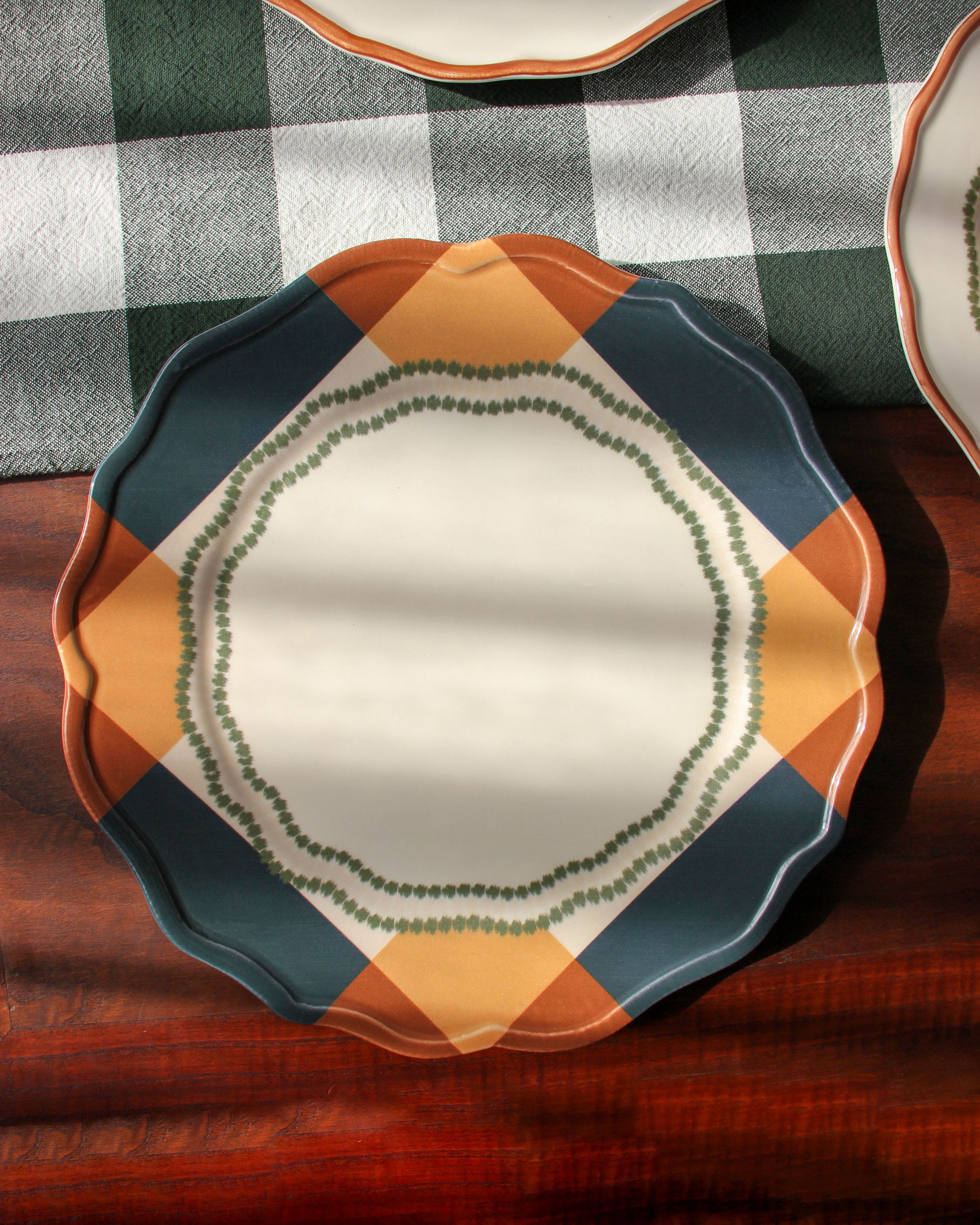 Portuguese Picnic evora Dinner Plate blue and brown autumn