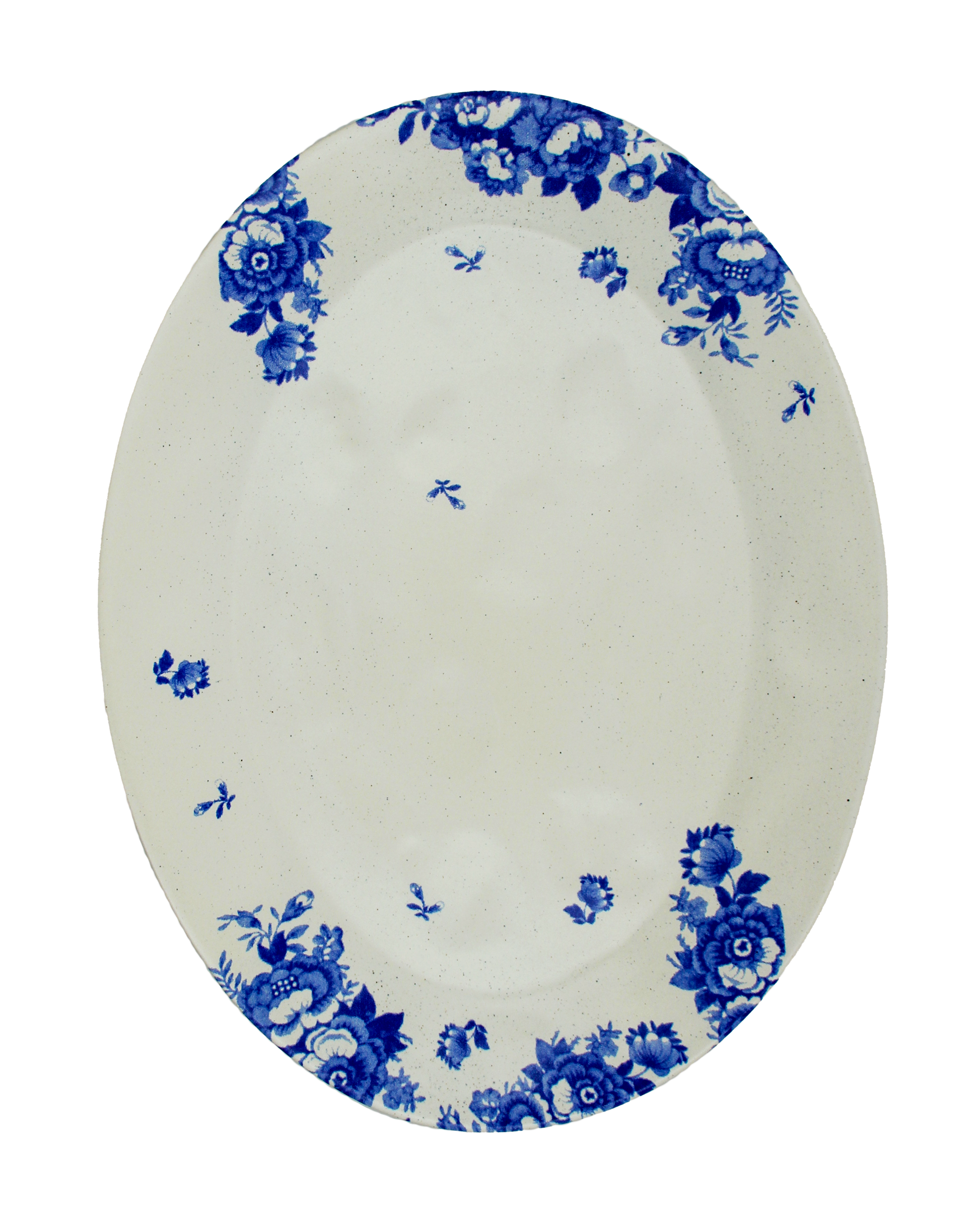 Serve Platter Vintage Flowers Blue