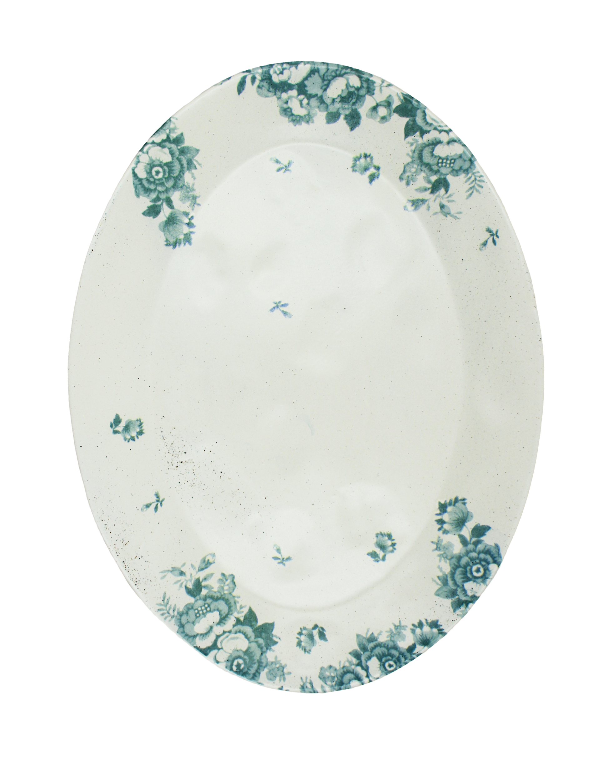 Serve Platter Vintage Flowers Green
