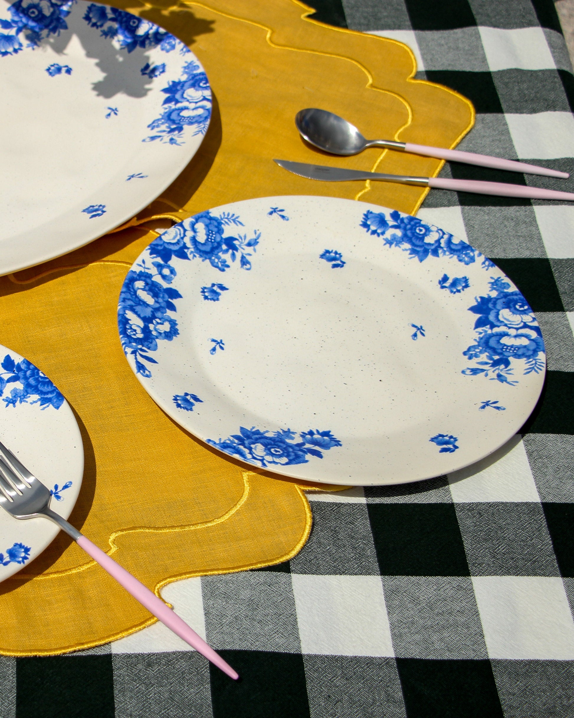 Vintage Flowers Blue Dinner Plate 