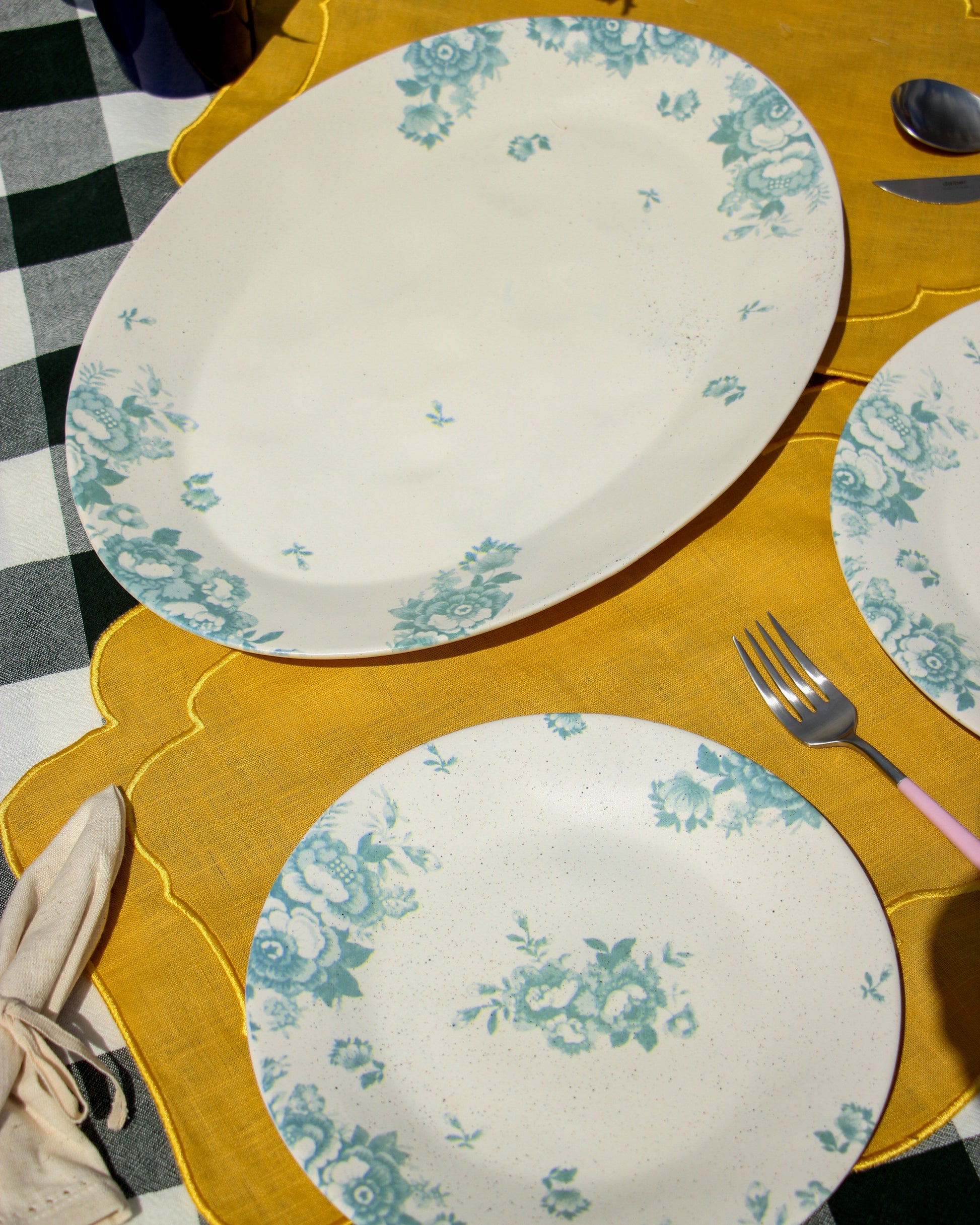 Vintage Flowers Green Serve platter
