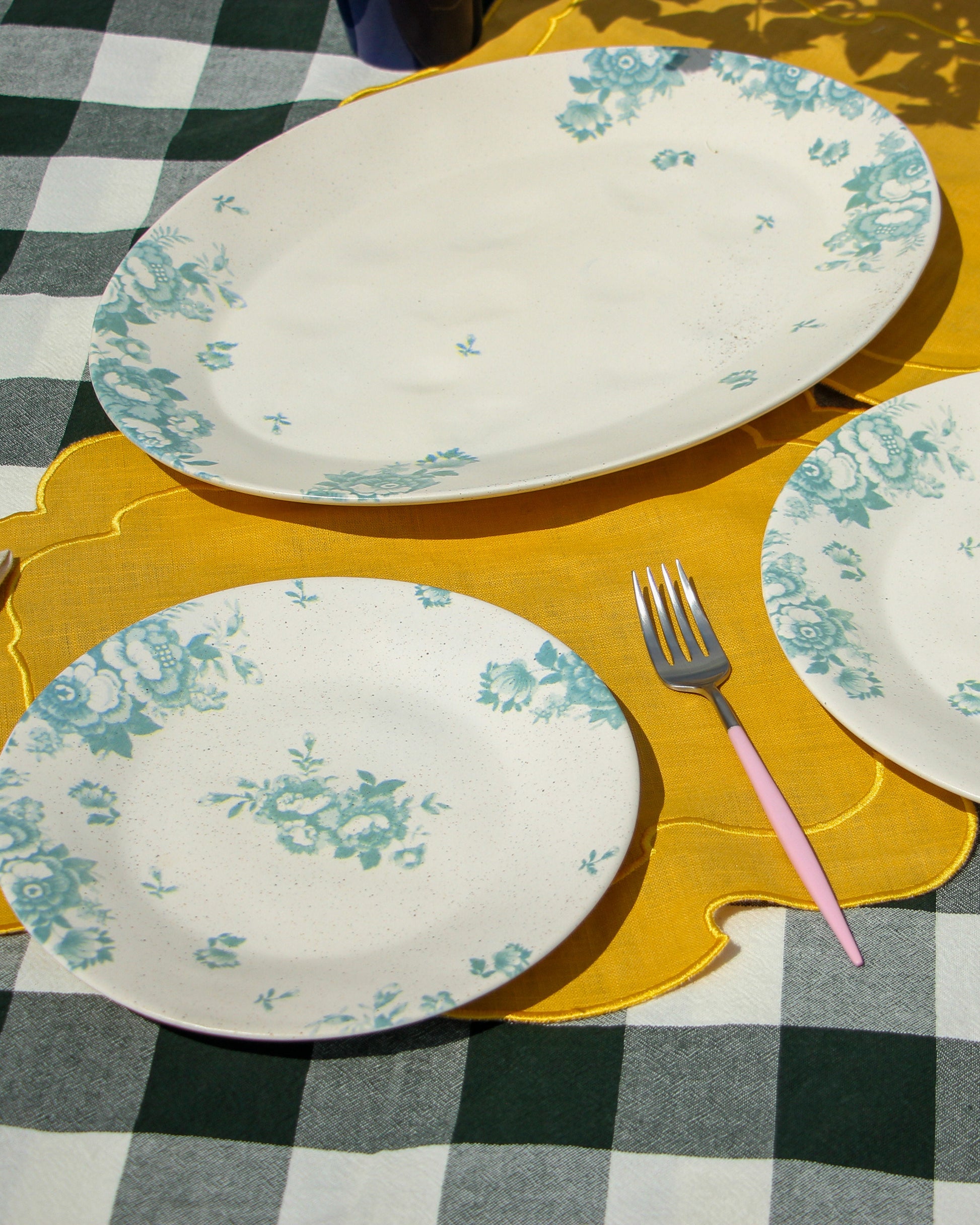 Vintage Flowers Green Serveware