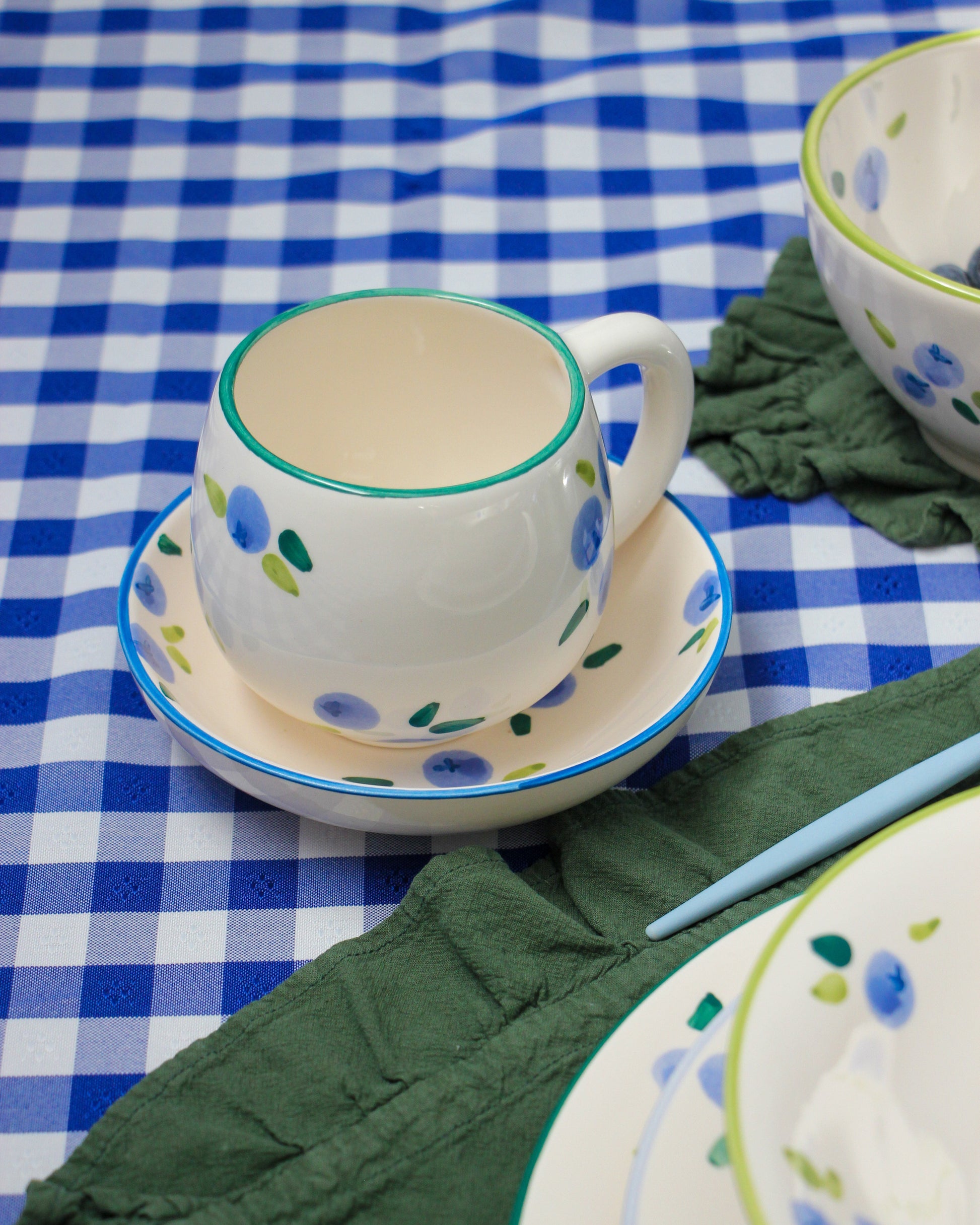 ceramic mug and dipping bowl dolce berry hand painted