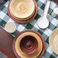 hand painted caramel spinwash ceramic soup plate