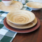 hand painted caramel spinwash soup plate