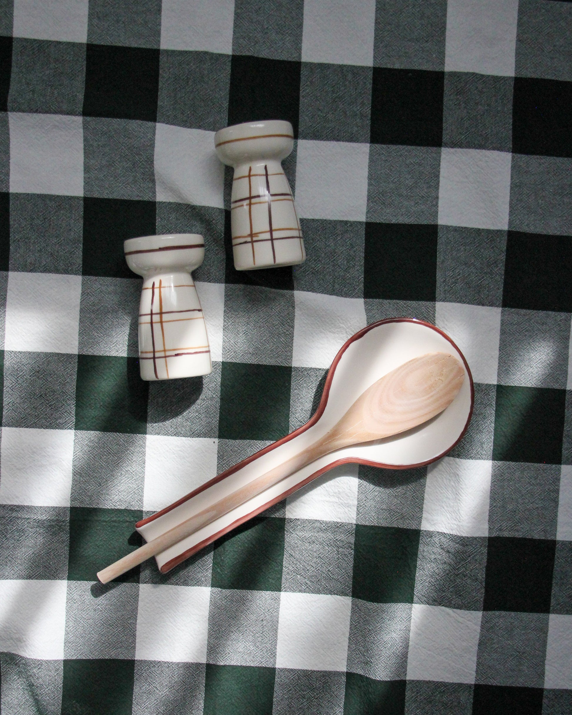 hand painted salt & pepper shaker set ceramic macchiato