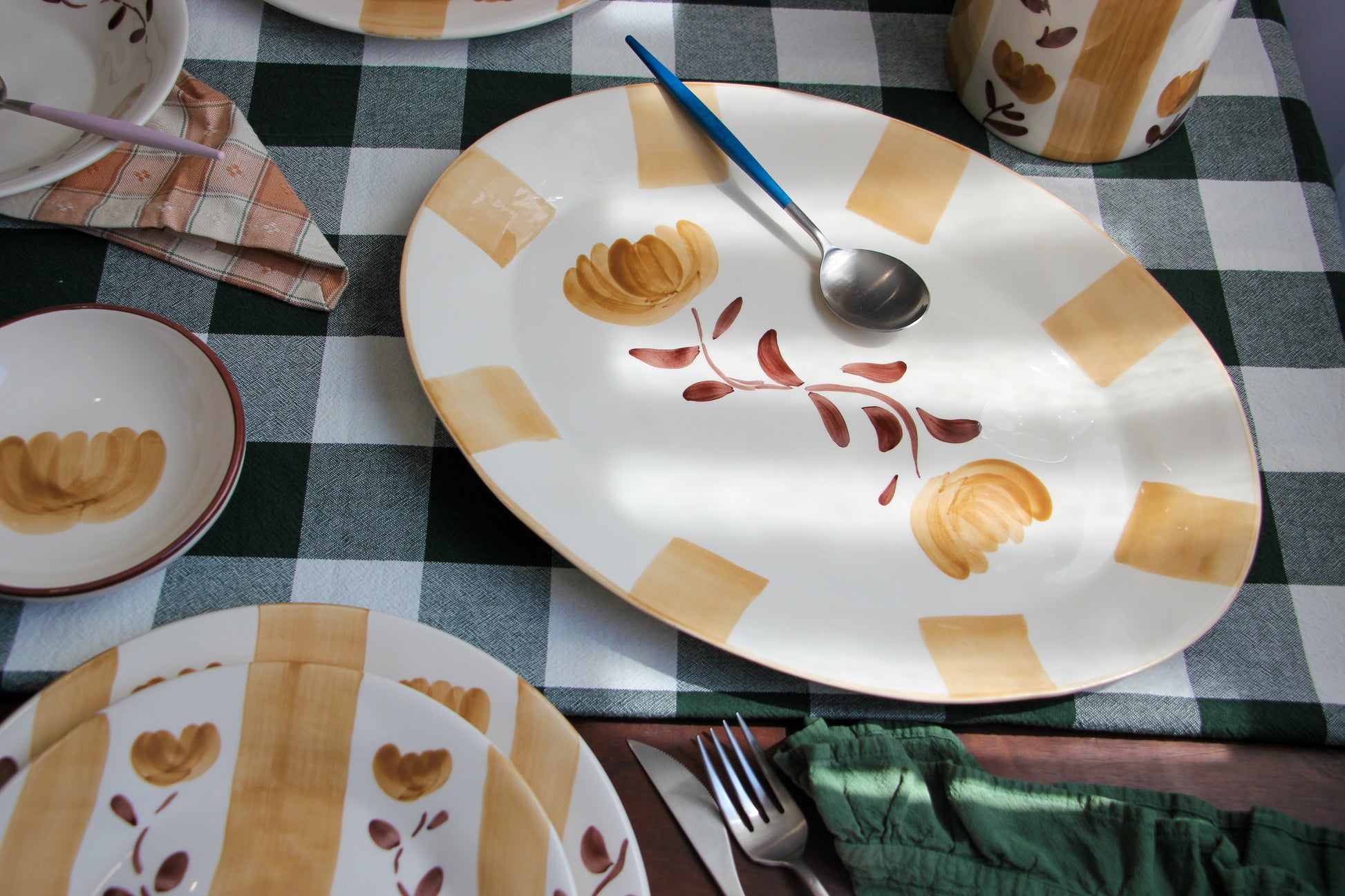 serving platter dolce latte hand painted  autumn florals