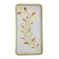 Rectangular ceramic dish with leaf pattern on a white background