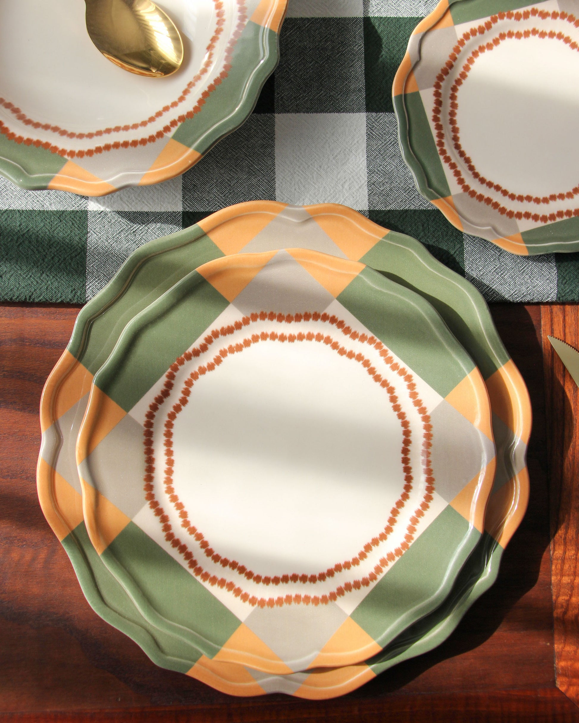 tableware Portuguese Picnic Golega green and brown