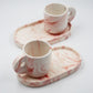 two Tray and mug Marble Pink